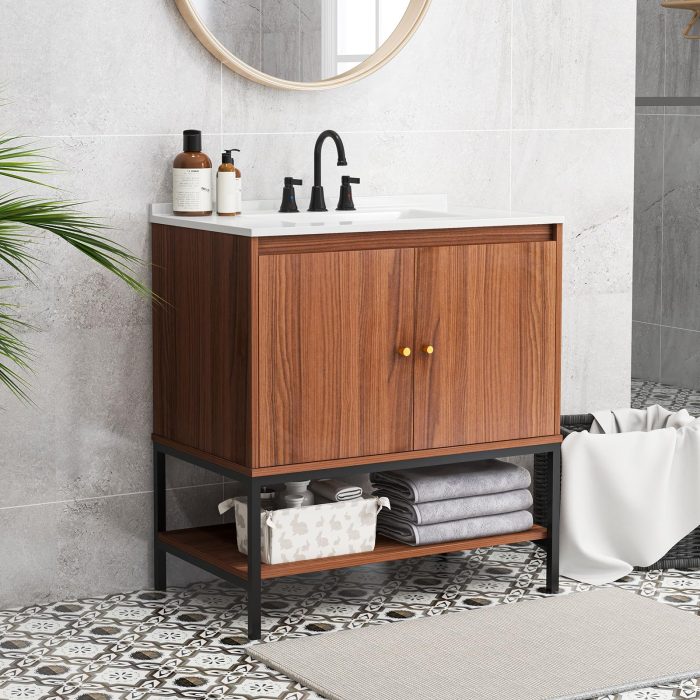 Giantex Bathroom Vanity with Sink Combo - 31" Bathroom Cabinet with Doors - Image 1