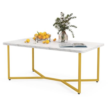 Giantex White Marble Coffee Table