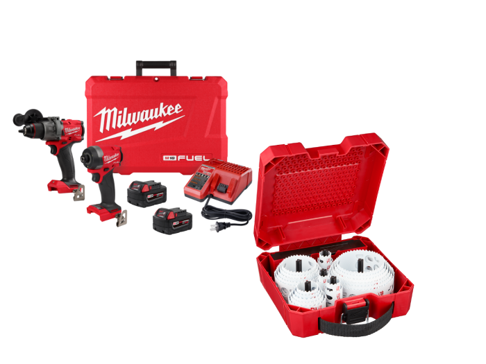 Milwaukee 3697-22HS M18 FUEL 18V 2 Cordless Tool Combo Kit w/ Hole Saw Kit - Image 1