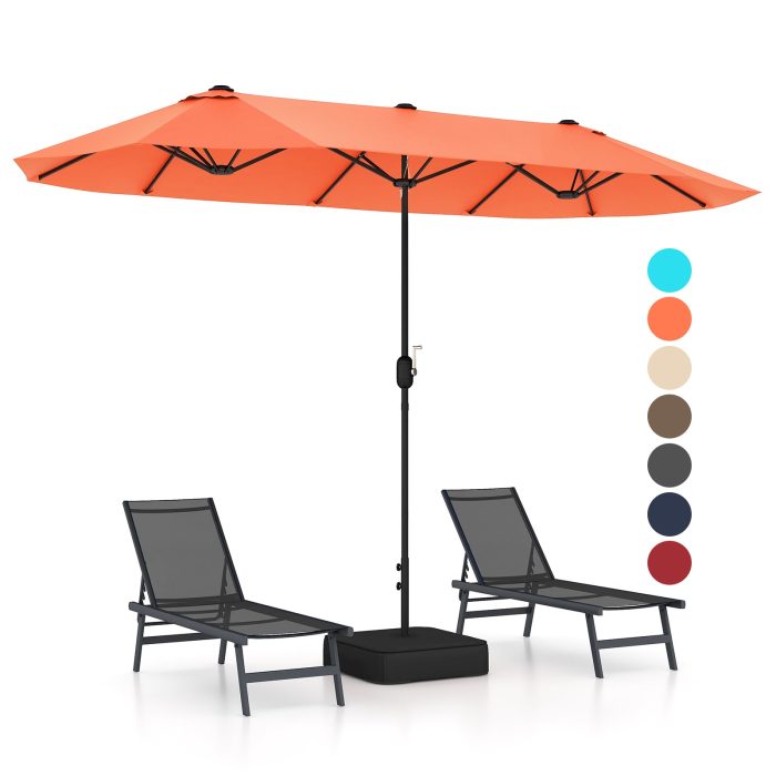 Giantex 13ft Large Patio Umbrella with Base - Orange - Image 1