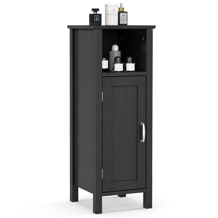 Giantex Narrow Bathroom Storage Cabinet - Corner Unit with Open Compartment, Adjustable Shelf - Image 1