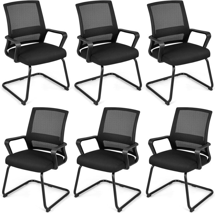 Giantex Office Guest Chair, Office Guest Conference Chair w/Lumbar Support Ergonomic Backrest - 6 Pack - Image 1