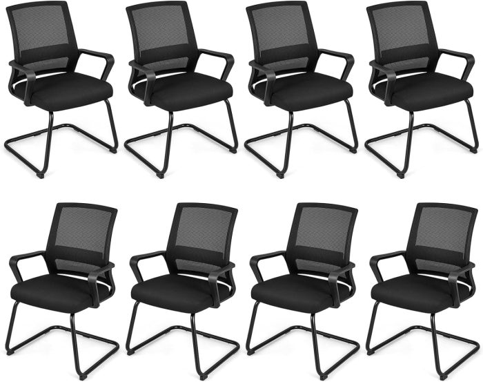 Giantex Office Guest Chair, Office Guest Conference Chair w/Lumbar Support Ergonomic Backrest - 8 Pack - Image 1