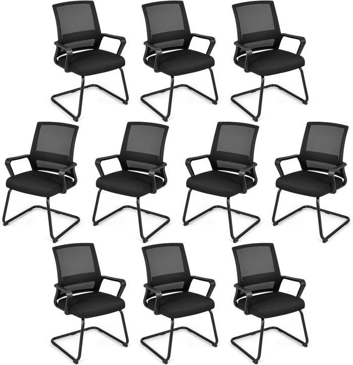 Giantex Office Guest Chair, Office Guest Conference Chair w/Lumbar Support Ergonomic Backrest - 10 Pack - Image 1