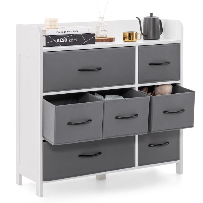 Giantex Storage Cabinet with 7 Drawers & Open Shelf, Chest of Drawers, Console Table - Image 1