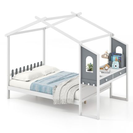 Giantex Full Size House Bed with Study Desk - Full