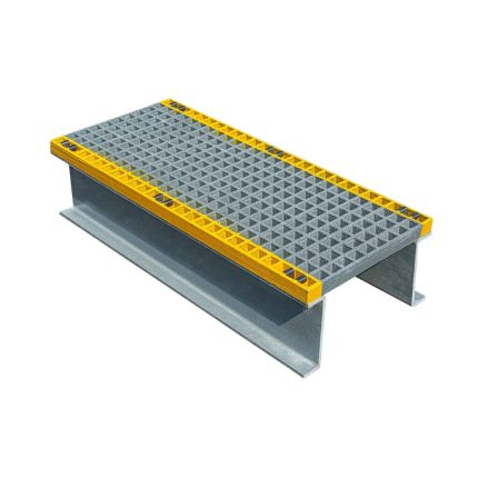GRP Stepover Hop up Platform - Grey/Yellow 578 x 1220 x 138mm (100mm clearance)