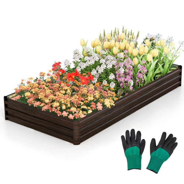 Giantex 8x4x1ft Metal Raised Garden Bed, Planter Box with Protective Edges - Image 1
