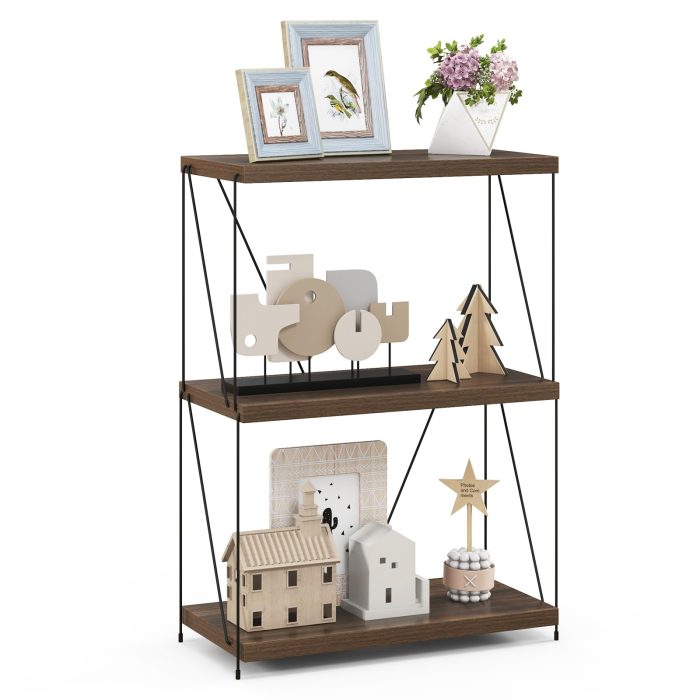 Giantex 3-Tier Open-Back Bookshelf, Freestanding Display Rack, Metal Frame Storage Shelf - 24" x 11.5" x 34" 1 - Image 1