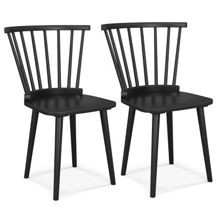 Giantex Wood Dining Chair, Windsor Dining Chairs - Black 2