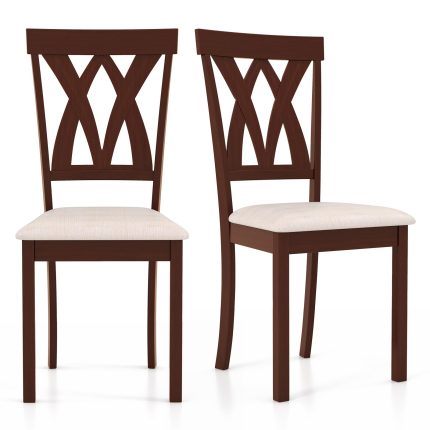 Giantex Wood Dining Chair, Wooden Kitchen Chairs with Upholstered Seat - 2