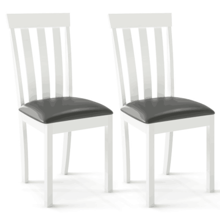 Giantex Wood Dining Chair, Mid Century Dining Side Chairs for Kitchen, Dining Room, Restaurant - White+Grey 2