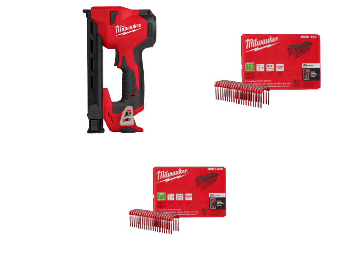 Milwaukee 2448-20x1200 M12 12V Cordless Cable Stapler w/ 1200 Staples - Image 1