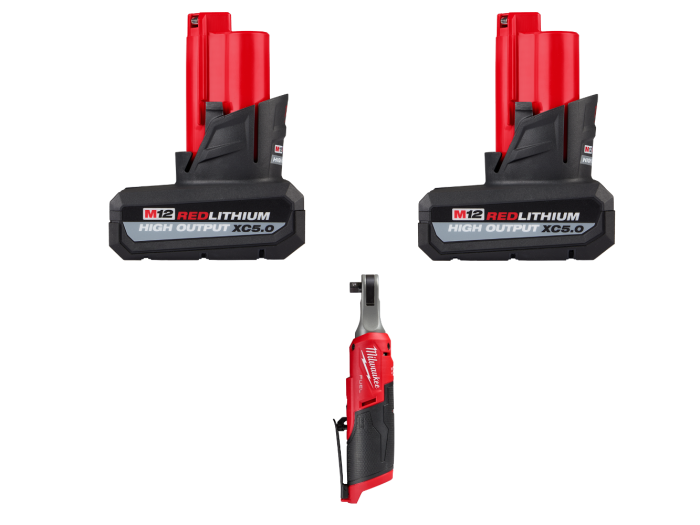 Milwaukee 2567-20x5 M12 12V 3/8" Cordless Ratchet w/ 2 - M12 5AH Batteries - Image 1
