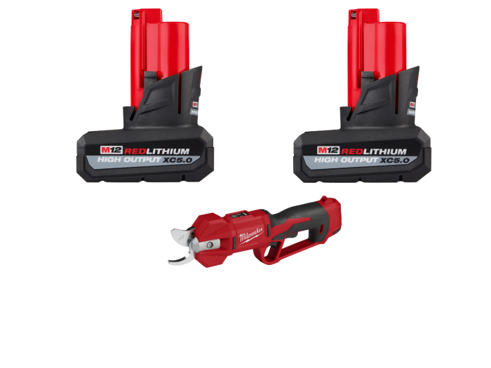 Milwaukee 2534-20x5 M12 12V Cordless Prunning Shears w/ 2 - M12 5AH Batteries - Image 1
