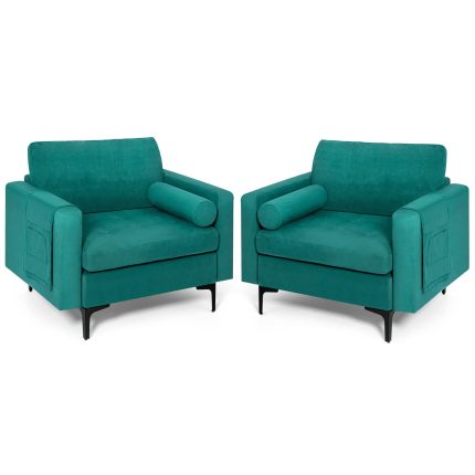 Giantex Sofa Chair, Accent Armchair w/Comfy Cushion - Teal 2