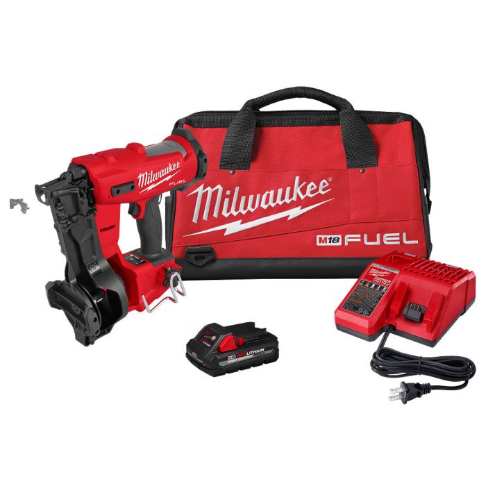 Milwaukee 2909-21 M18 FUEL 18V Cordless Li-Ion Coil Roofing Nailer Kit - Image 1