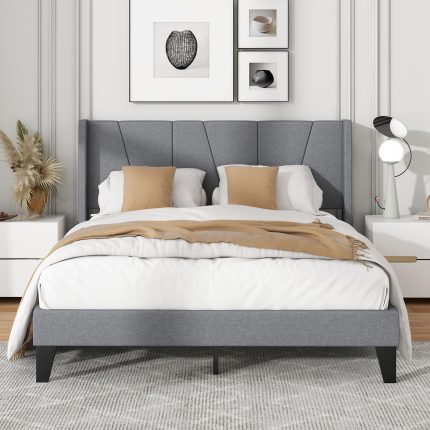 Giantex Bed Frame with Wingback Headboard - Full