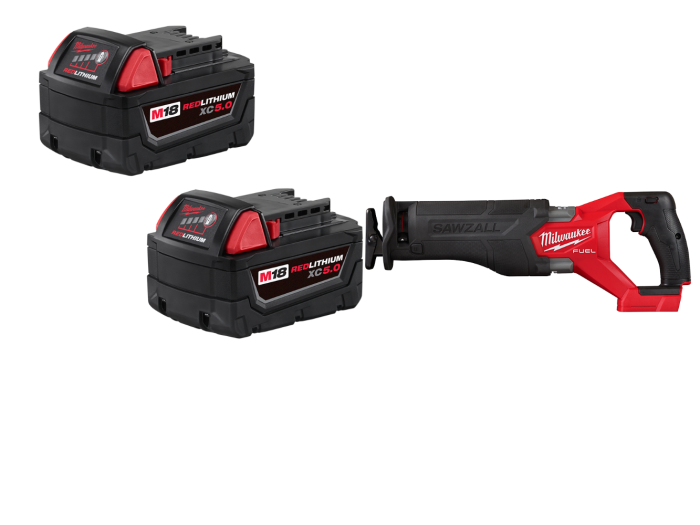 Milwaukee 2821-20B5 M18 FUEL 18V SAWZALL Reciprocating Saw w/ 2 - 5AH Batteries - Image 1