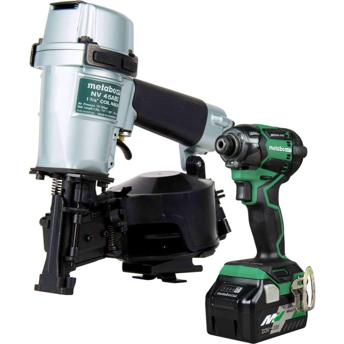 Metabo HPT KNV45AB2M Pro Bundle 1-3/4" Coil Roffing Nailer and impact Kit - Image 1