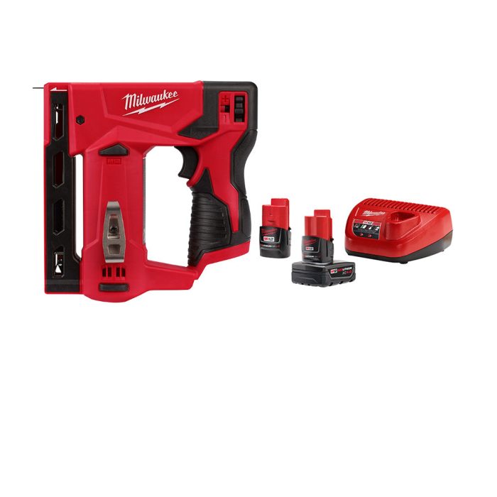 Milwaukee 2447-20x2BSK M12 12V 3/8" Crown Stapler w/ 4AH and 2AH Starter Kit - Image 1