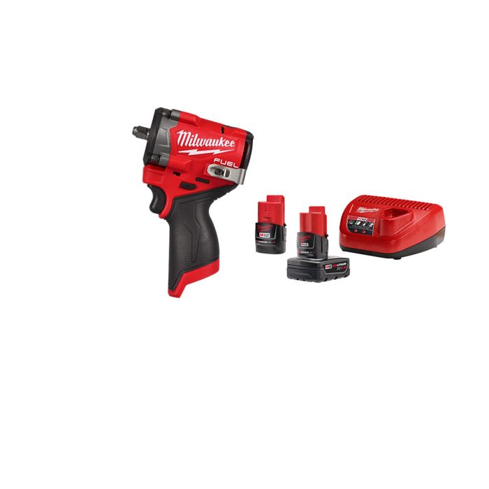 Milwaukee 2562-20x2BSK M12 FUEL 12V Stubby 3/8" Impact Wrench w/ Starter Kit - Image 1