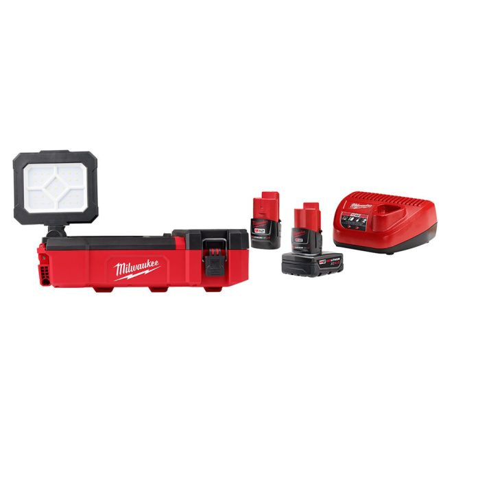 Milwaukee 2356-20x2BSK M12 12V PACKOUT Flood Light w/ 4AH and 2AH Starter Kit - Image 1