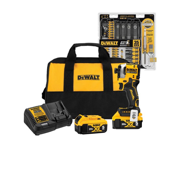 DeWALT DCF850P2-KIT 20V Atomic Impact Driver Kit w/ 35 Piece Screwdriver Set - Image 1