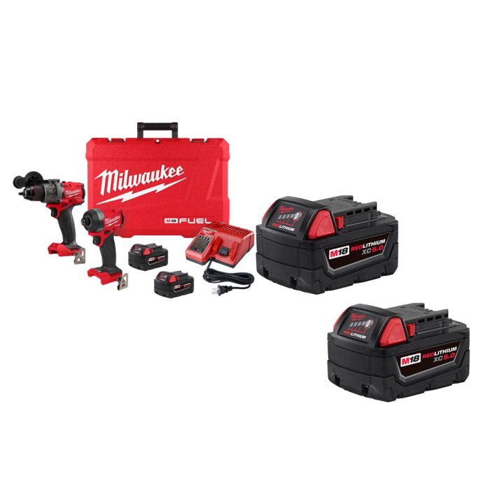 Milwaukee 3697-22X5 M18 FUEL 18V 2-Tool Cordless Combo Kit w/ 5AH Battery 2 PK - Image 1