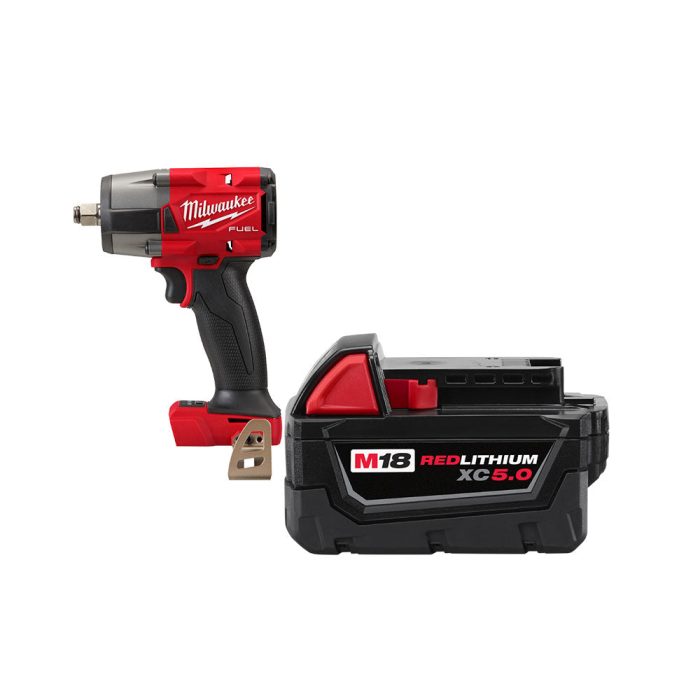 Milwaukee 2962-20X5 M18 FUEL 18V 1/2" Mid-Torque Impact Wrench w/ 5Ah Battery - Image 1
