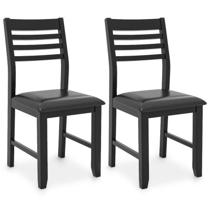 Giantex Dining Chairs Black, Faux Leather Upholstered Kitchen Chairs w/Padded Seat & Ladder Back - Black 2