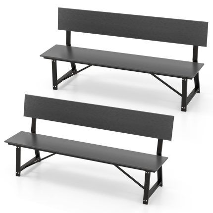 Giantex Outdoor Bench, 4-Person 72 Inches Garden Bench with Weatherproof HDPE Backrest & Seat - 2 Grey