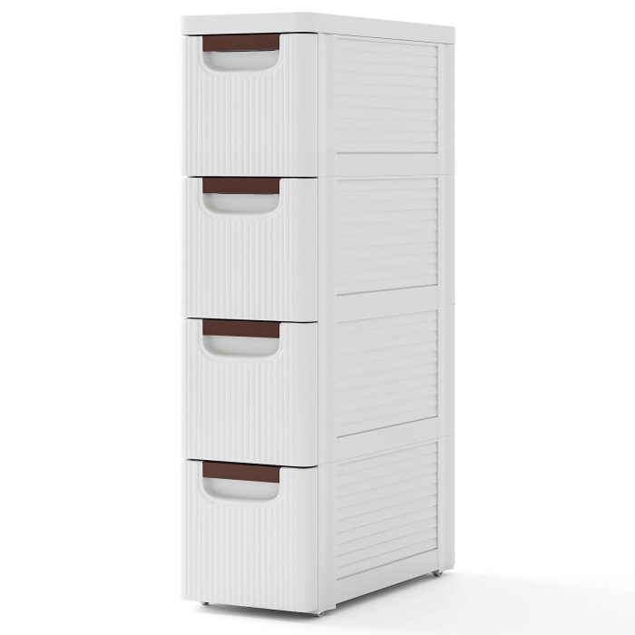 Giantex Storage Cart, Narrow Plastic Dresser, Rolling Organizer Cart for Office Classroom Bedroom - 1 4 Drawers - Image 1