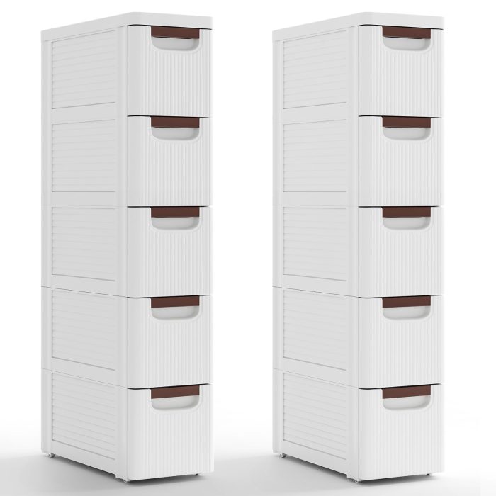 Giantex Storage Cart, Narrow Plastic Dresser, Rolling Organizer Cart for Office Classroom Bedroom - 2 5 Drawers - Image 1
