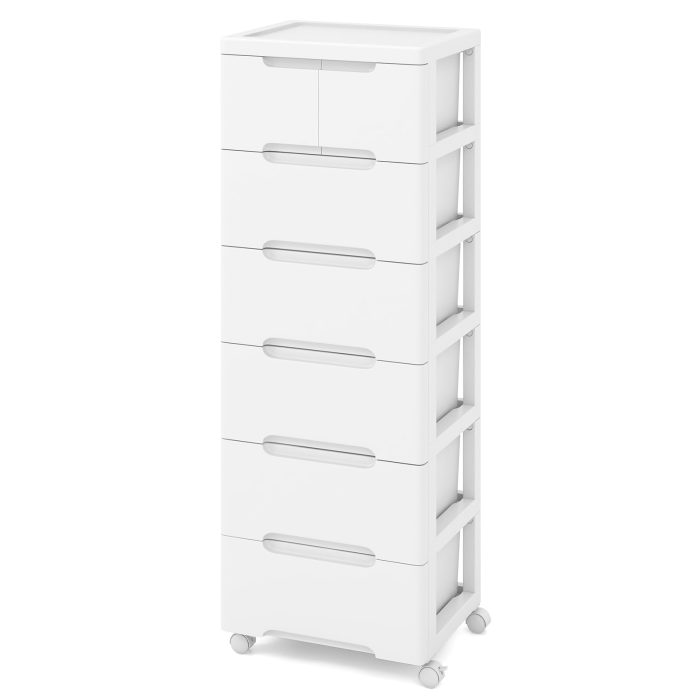 Giantex Rolling Storage Drawer Cart, Storage Unit on Wheels, Plastic Storage Cart Organizer - 7 Drawers - Image 1