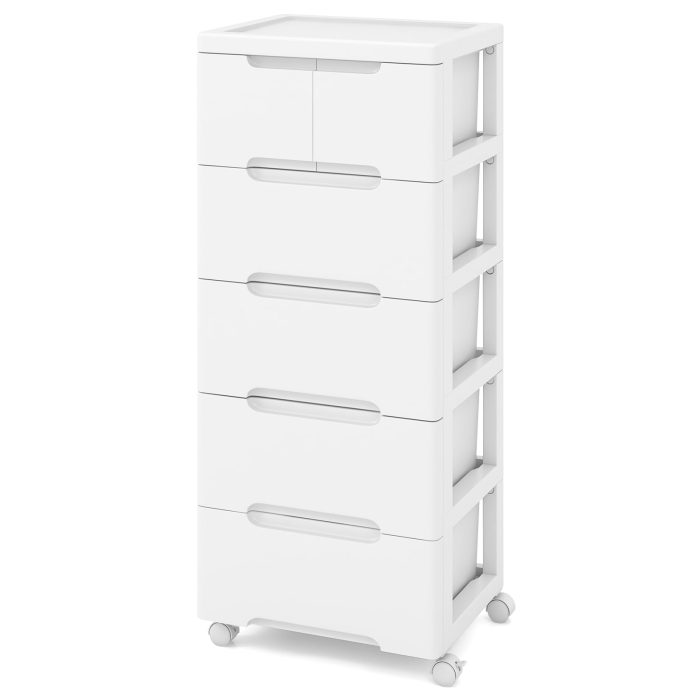 Giantex Rolling Storage Drawer Cart, Storage Unit on Wheels, Plastic Storage Cart Organizer - 6 Drawers - Image 1