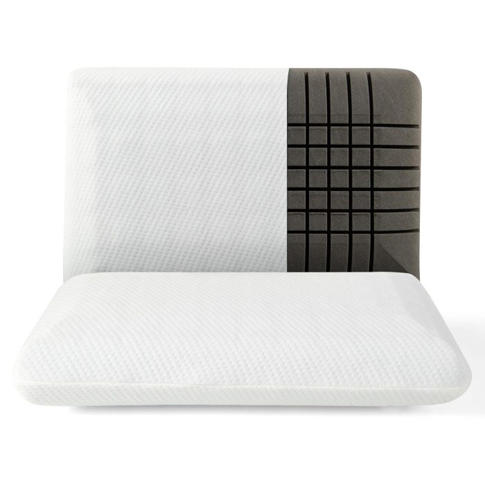 Giantex Charcoal Memory Foam Pillow 2 Pack, 3D Cutting Ventilated Pillows with Washable Cover, Back & Side Sleeper Pillows - Image 1