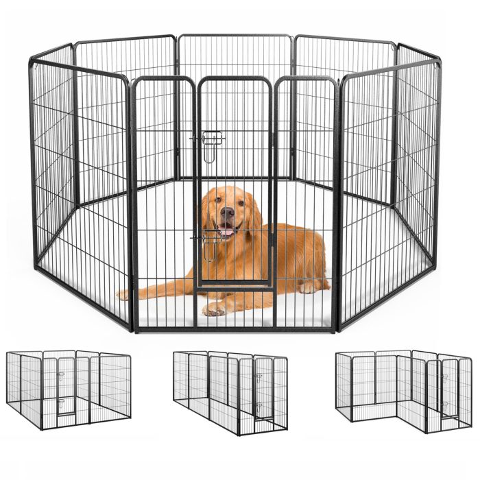 Giantex Dog Playpen Outdoor 40" H - 8/16 Panels Metal Pet Fence for Large Dogs, Heavy Duty Dog Pen Exercise Fence with Door - Image 1