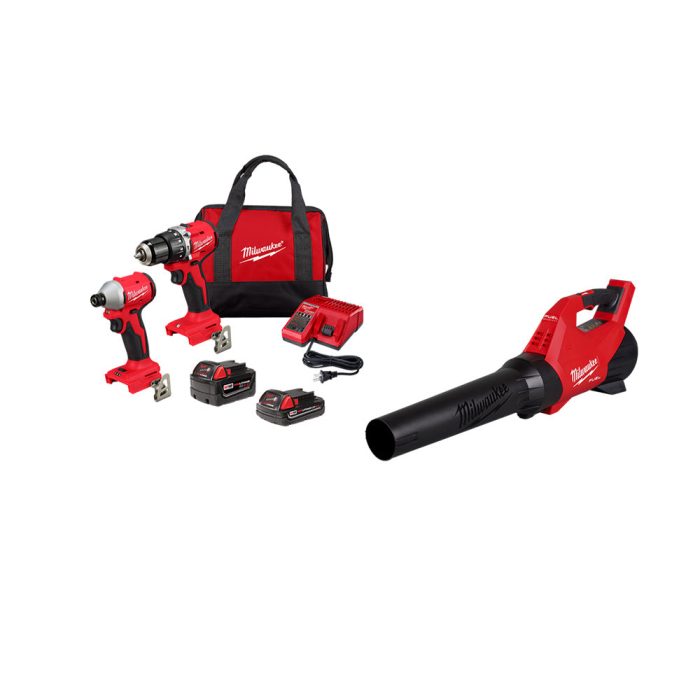 Milwaukee 3693-22CXvBLR M18 Compact Brushless 2-Tool Combo Kit w/ Blower - Image 1