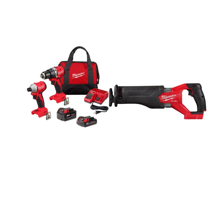 Milwaukee 3693-22CXvSZ M18 Compact Brushless 2-Tool Combo Kit w/ Sawzall - Image 1