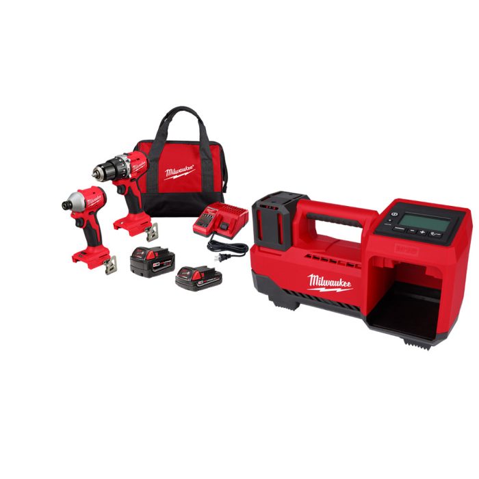 Milwaukee 3693-22CXvTy M18 Compact Brushless 2-Tool Combo Kit w/ Inflator - Image 1