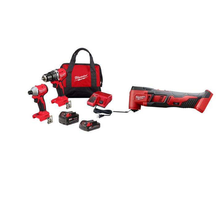 Milwaukee 3693-22CXvMT M18 Compact Brushless 2-Tool Combo Kit w/ Multi-tool - Image 1