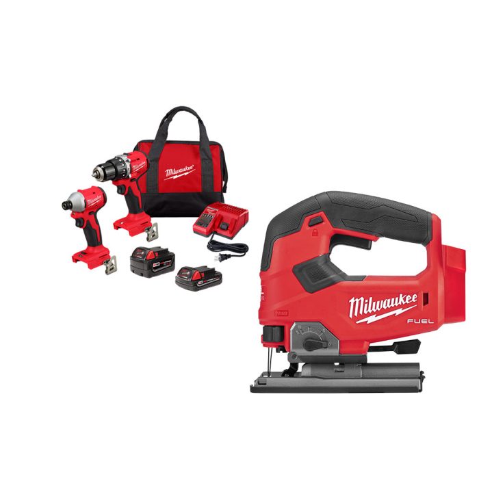 Milwaukee 3693-22CXvJS M18 Compact Brushless 2-Tool Combo Kit w/ Jig Saw - Image 1