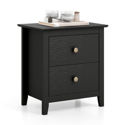 Giantex White and Black Nightstand - 1 Black