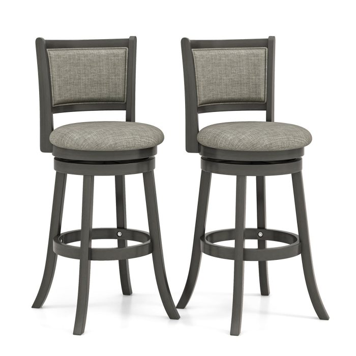 Giantex Swivel Counter Height Bar Stools Set of2/ 4, Upholstered Vintage Barstools w/Back - 2 30.5" - Image 1