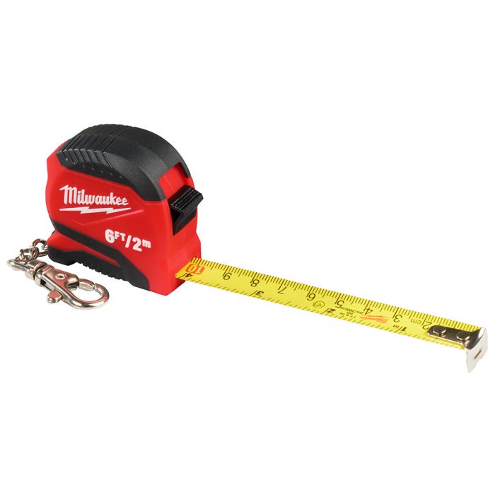 Milwaukee 48- 22-1706 6ft-2m Metric/SAE Durable Keychain Tape Measure - Image 1
