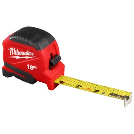 Milwaukee 48-22-1716 16' Compact Impact Resistant Tape Measure w/ Belt Clip