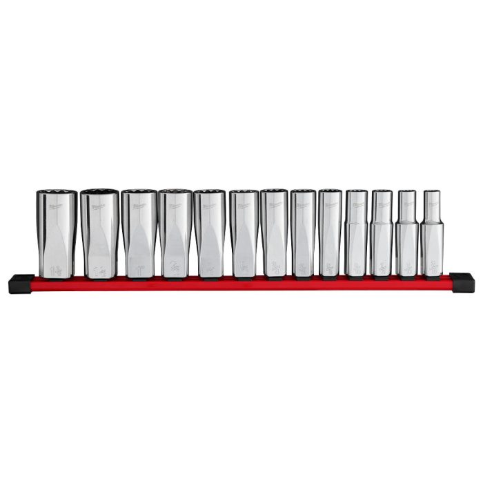 Milwaukee 48-22-9424 1/2" Drive 12-Point Deep Well SAE Socket Set - 13 PC - Image 1