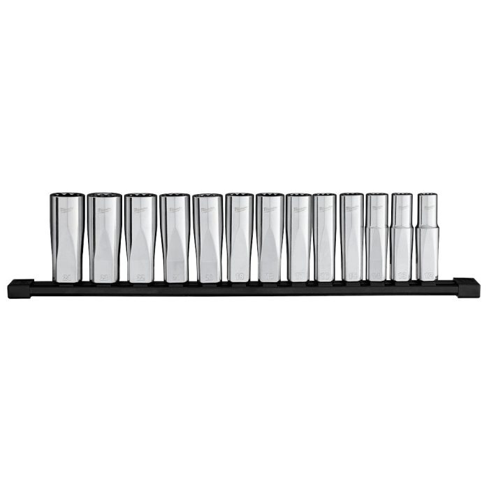 Milwaukee 48-22-9524 1/2" Drive 12-Point Deep Well Metric Socket Set - 13 PC - Image 1