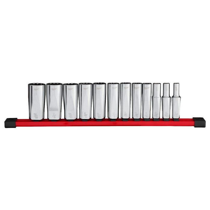 Milwaukee 48-22-9421 3/8" Drive 12-Point Deep Well SAE Socket Set - 12 PC - Image 1